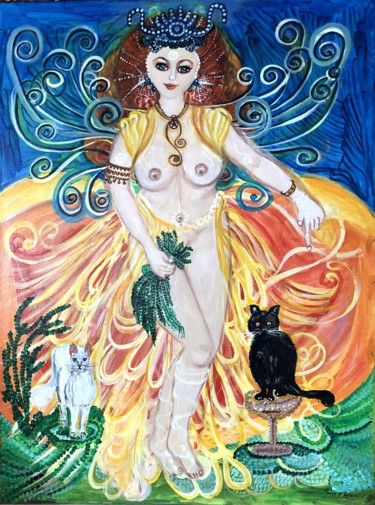 Schilderij getiteld "Die Göttin der Leic…" door Annemarie Stelzer, Origineel Kunstwerk, Acryl