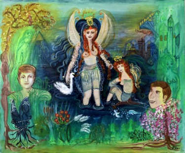Painting titled "Die Göttin der Verf…" by Annemarie Stelzer, Original Artwork, Acrylic