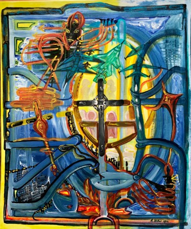 Painting titled "Im Bunker" by Annemarie Stelzer, Original Artwork, Tempera