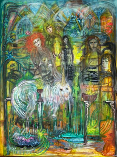 Pintura intitulada "Die Entführung" por Annemarie Stelzer, Obras de arte originais, Têmpera