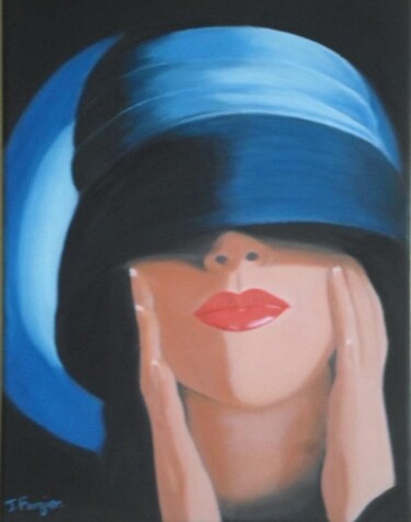 Schilderij getiteld "Le chapeau" door Fargier Josiane, Origineel Kunstwerk, Olie