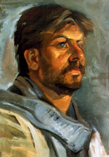 Painting titled "Portrait (4)" by Faris Al-Rawi, Original Artwork, Oil