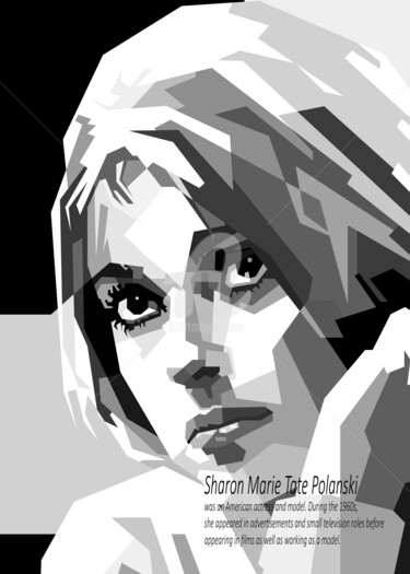 Digitale Kunst mit dem Titel "Sharon Tate Hollywo…" von Fariza Abdurrazaq, Original-Kunstwerk, Digitaldruck