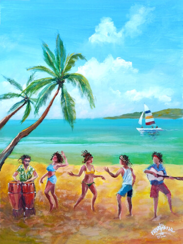 Malarstwo zatytułowany „Dance in Jamaica” autorstwa Faruk Köksal, Oryginalna praca, Akryl