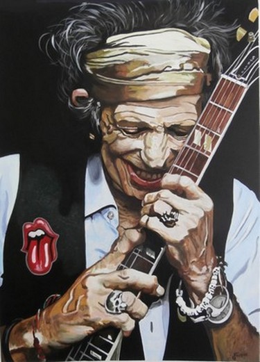 Painting titled "KEITH RICHARDS" by Off Olivier Fasquel, Original Artwork