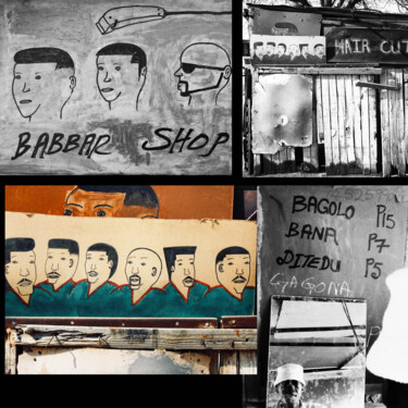 Arte digitale intitolato "A barber shop in Ga…" da Fatima Fernandes, Opera d'arte originale, Fotomontaggio