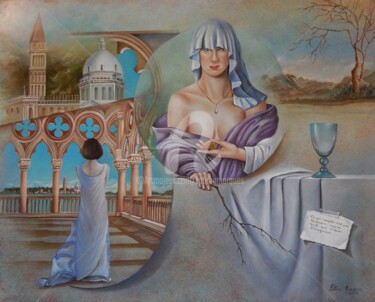 Painting titled "Contemplando a vida" by Fatima Marques, Original Artwork, Oil
