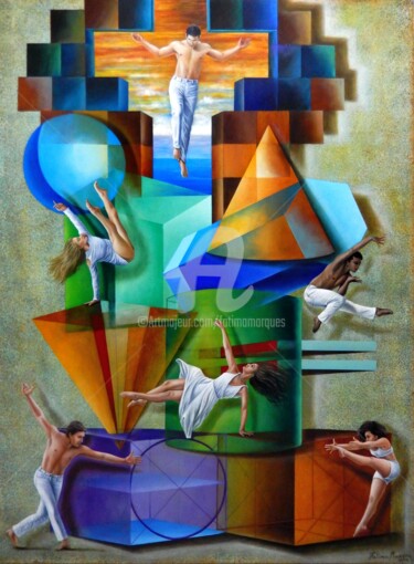 Painting titled "Equilibristas" by Fatima Marques, Original Artwork, Oil