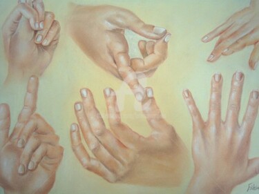 Painting titled "Estudo de mãos 1" by Fatima Marques, Original Artwork, Oil
