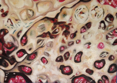 绘画 标题为“Pomegranate IV” 由Faustina, 原创艺术品, 油 安装在木质担架架上