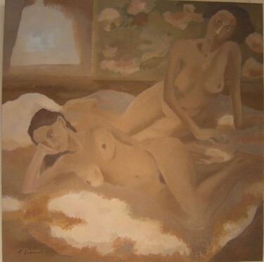 Malerei mit dem Titel "sarah et dalila" von Fayssal Beyrouti, Original-Kunstwerk, Öl Auf Keilrahmen aus Holz montiert