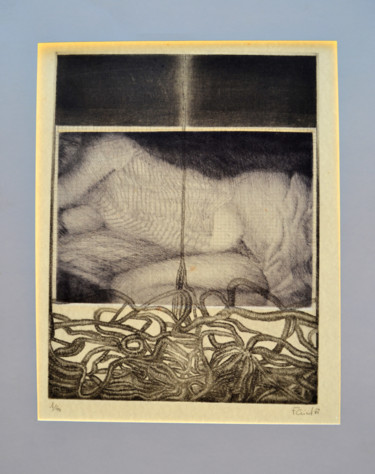Estampas & grabados titulada "Endormie" por François Crinel, Obra de arte original, Grabado
