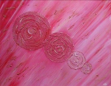 Painting titled "Les Roses" by Fèby, Original Artwork, Acrylic Mounted on Wood Stretcher frame