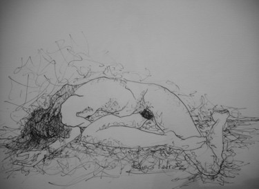 Dibujo titulada "Desnudo V" por Federico Pedro, Obra de arte original, Tinta
