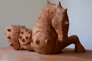 Sculptuur getiteld "Cavallo di Troia" door Federico Womb, Origineel Kunstwerk, Terra cotta