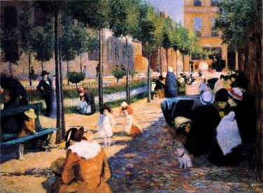 Schilderij getiteld "Place d'Anvers, Par…" door Federico Zandomeneghi, Origineel Kunstwerk, Olie