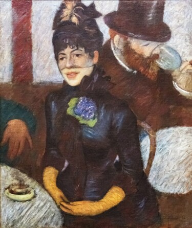 Painting titled "Au café" by Federico Zandomeneghi, Original Artwork, Oil