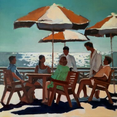 Painting titled "Summertime" by Federika Di Maggio, Original Artwork, Oil Mounted on Wood Stretcher frame