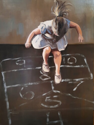 Peinture intitulée "HOPSCOTCH" par Federika Di Maggio, Œuvre d'art originale, Huile Monté sur Châssis en bois