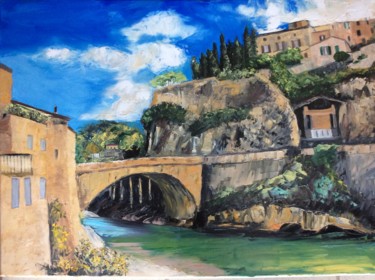 Painting titled "Pont romain Vaison…" by Felicia Butel, Original Artwork, Oil