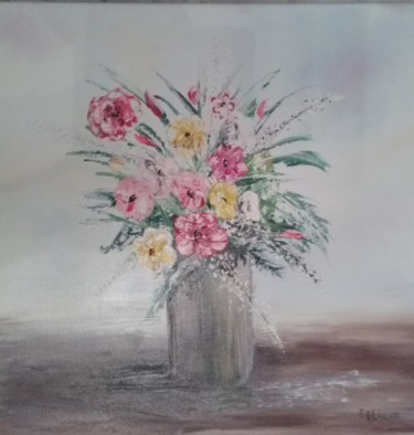 Peinture intitulée "Bouquet de fleurs" par Felicia Butel, Œuvre d'art originale, Huile