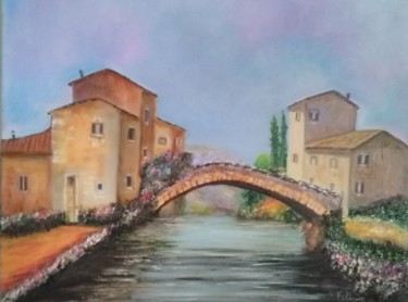 Painting titled "Passage entre maiso…" by Felicia Butel, Original Artwork, Oil