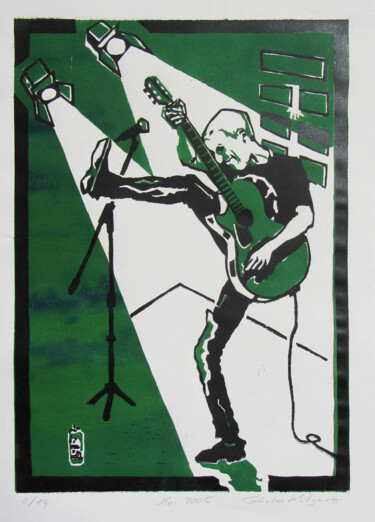 "TV Smith, Musiker m…" başlıklı Baskıresim Felicitas Willgeroth tarafından, Orijinal sanat, Linocut