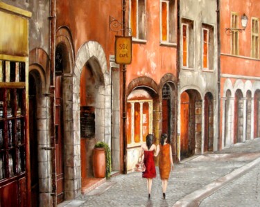 Peinture intitulée "Lyon Rue du Boeuf" par Felix Boulay, Œuvre d'art originale, Huile