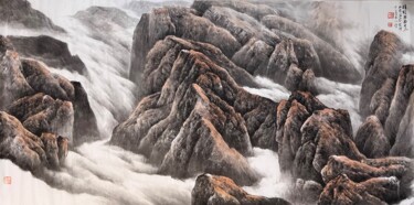 Картина под названием "Living in a quiet s…" - Fengyin Hu, Подлинное произведение искусства, Чернила Установлен на Деревянна…