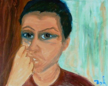 Картина под названием "Портрет молодого че…" - Irina Dubinina, Подлинное произведение искусства, Темпера