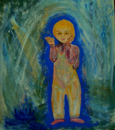 Schilderij getiteld "Солнечный мальчик" door Irina Dubinina, Origineel Kunstwerk, Tempera