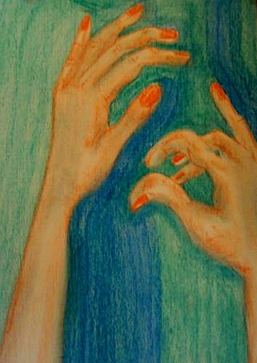 Dibujo titulada "Руки." por Irina Dubinina, Obra de arte original, Pastel
