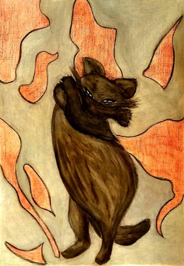 Tekening getiteld "Черная кошка." door Irina Dubinina, Origineel Kunstwerk, Anders