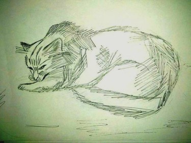 Рисунок под названием "Кошка." - Irina Dubinina, Подлинное произведение искусства, Чернила