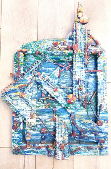 Sculpture intitulée "Синь морской глубины" par Leonid Feodor, Œuvre d'art originale, Bois