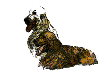 Arte digital titulada "Perros sentados" por Fernando Barreiro Rios, Obra de arte original, Pintura Digital