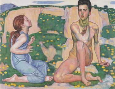 Pintura intitulada "Le printemps" por Ferdinand Hodler, Obras de arte originais, Óleo