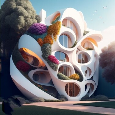 Digitale Kunst getiteld "Architecture futuri…" door Ferial Babaaissa, Origineel Kunstwerk, AI gegenereerde afbeelding
