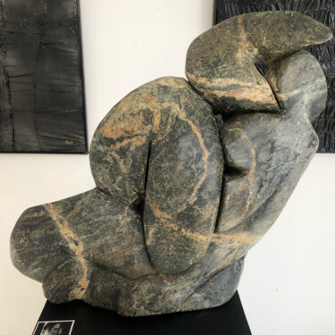 Sculpture titled "nu bleu" by Fernand Greco, Original Artwork, Stone