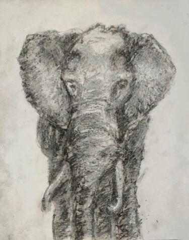 Painting titled "The great elephant…" by Fernando Josei Kanashiro Pereira, Original Artwork, Charcoal