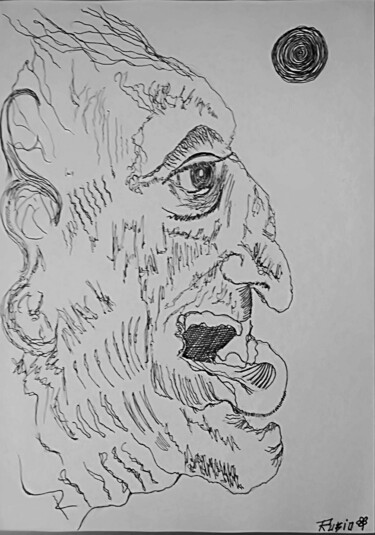 Zeichnungen mit dem Titel "Grotesque Man" von Fernando Rubio, Original-Kunstwerk, Tinte