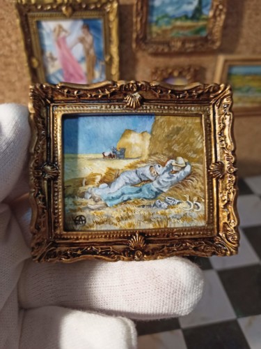 Pintura titulada "La siesta (Van Gogh)" por Ferrero Art, Obra de arte original, Oleo Montado en Cartulina