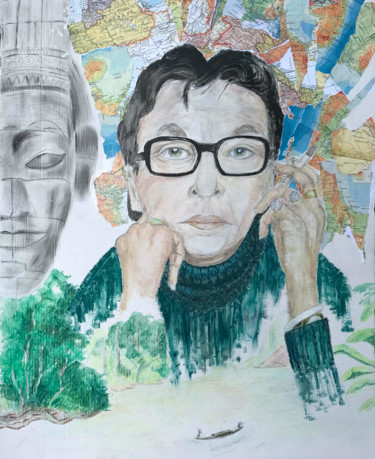 Peinture intitulée "Maguerite Duras, or…" par Gilles David, Œuvre d'art originale, Huile