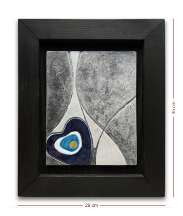 Sculpture titled "evil eye bead" by Fikret Özcan, Original Artwork, Ceramics Mounted on Wood Stretcher frame