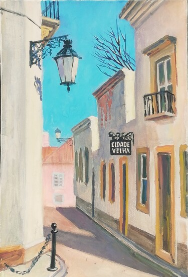 Картина под названием "Faro. Оld town" - Fil Romanov, Подлинное произведение искусства, Гуашь