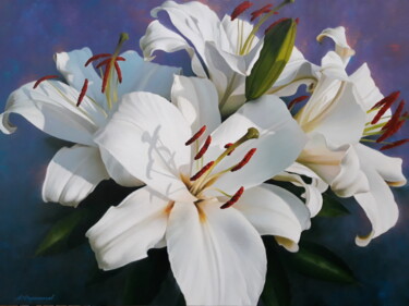 Peinture intitulée "Белые лилии" par Andrei Filimontsev, Œuvre d'art originale, Huile