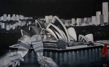 Painting titled "Sydney - The Engage…" by Fil Cool, Original Artwork, Oil Mounted on Wood Stretcher frame