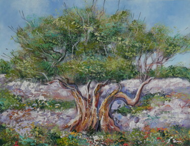 Pintura intitulada "Old olive tree pain…" por Filip Petrovic, Obras de arte originais, Acrílico