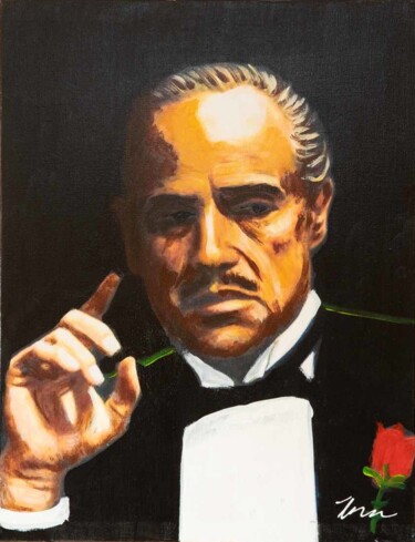 Malerei mit dem Titel "Marlon Brando Oil P…" von Filip Petrovic, Original-Kunstwerk, Öl