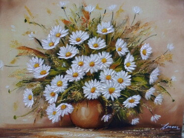 Painting titled "Daisies, acrylic pr…" by Filip Petrovic, Original Artwork, Acrylic